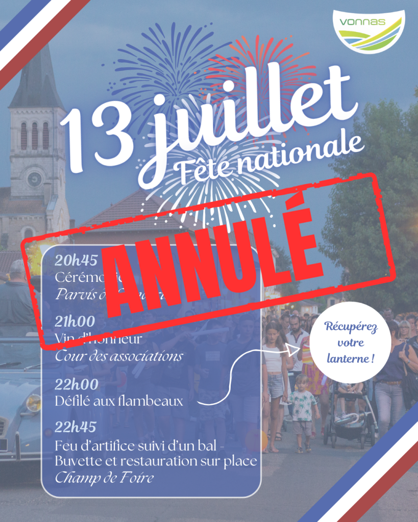 Affiche annulation 13 juillet 2026